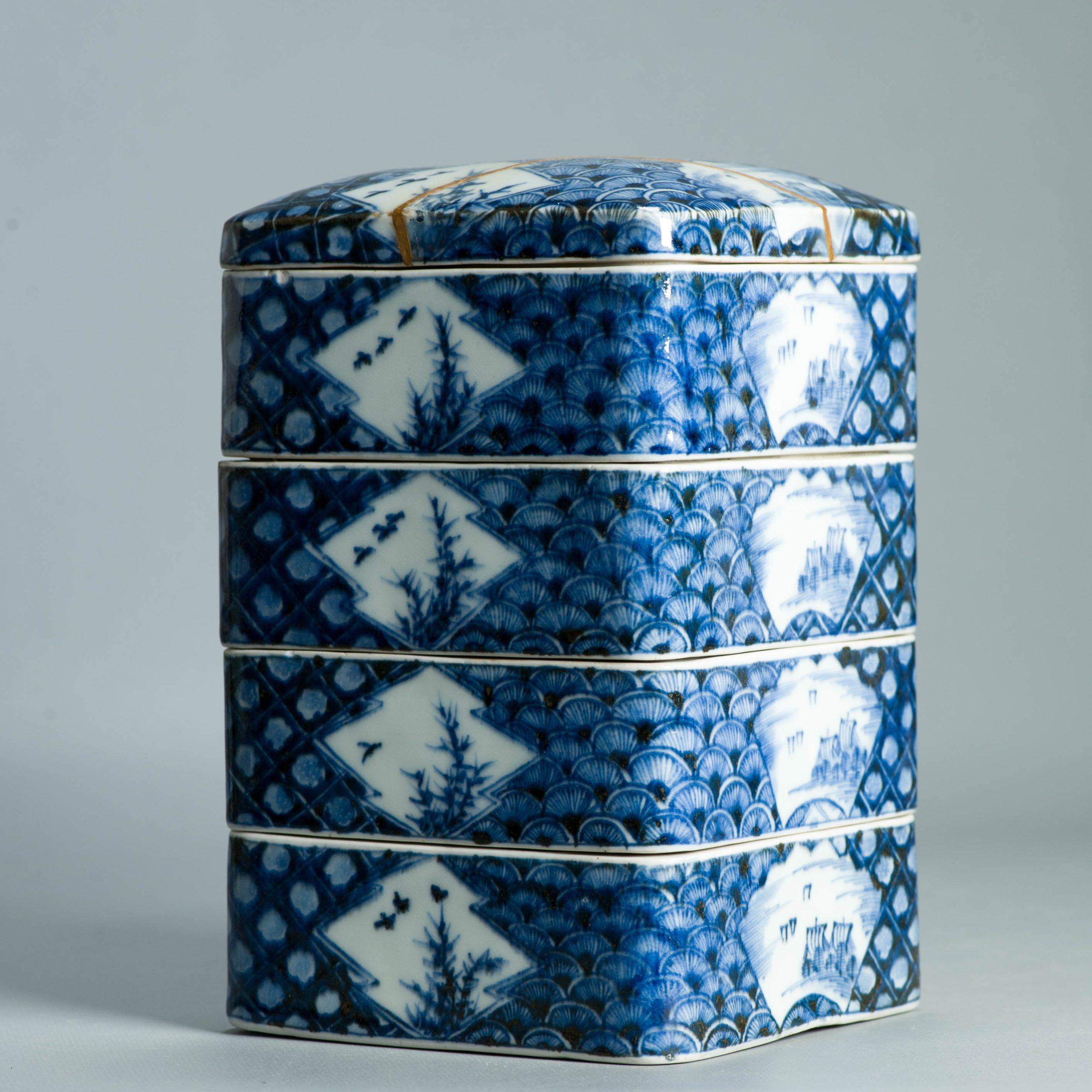 Antike Edo 18/19. Jh. Japanische Jubako Ikegawa Ware Teezeremonie Box Japan im Angebot 6