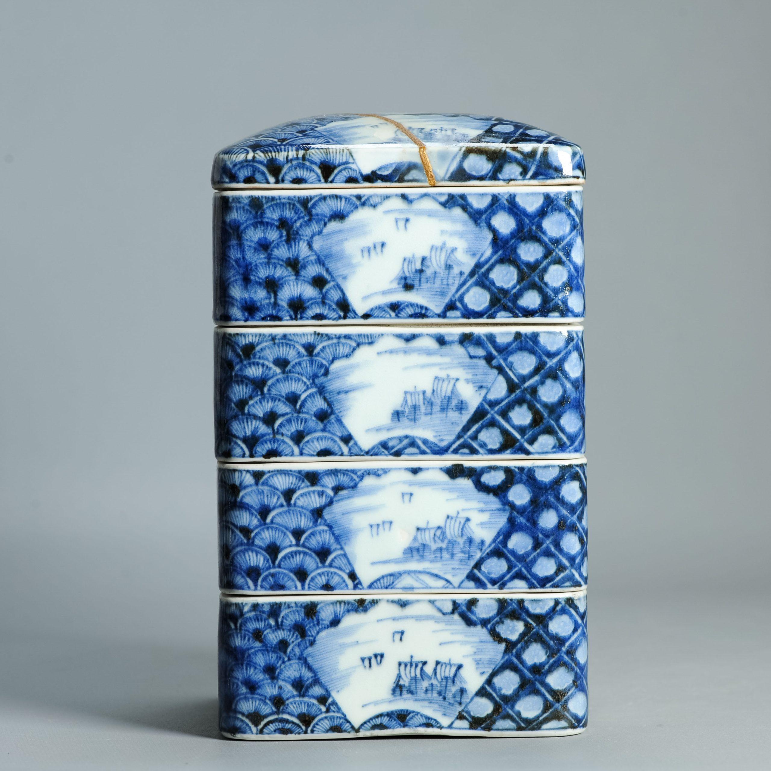 Antike Edo 18/19. Jh. Japanische Jubako Ikegawa Ware Teezeremonie Box Japan im Angebot 7