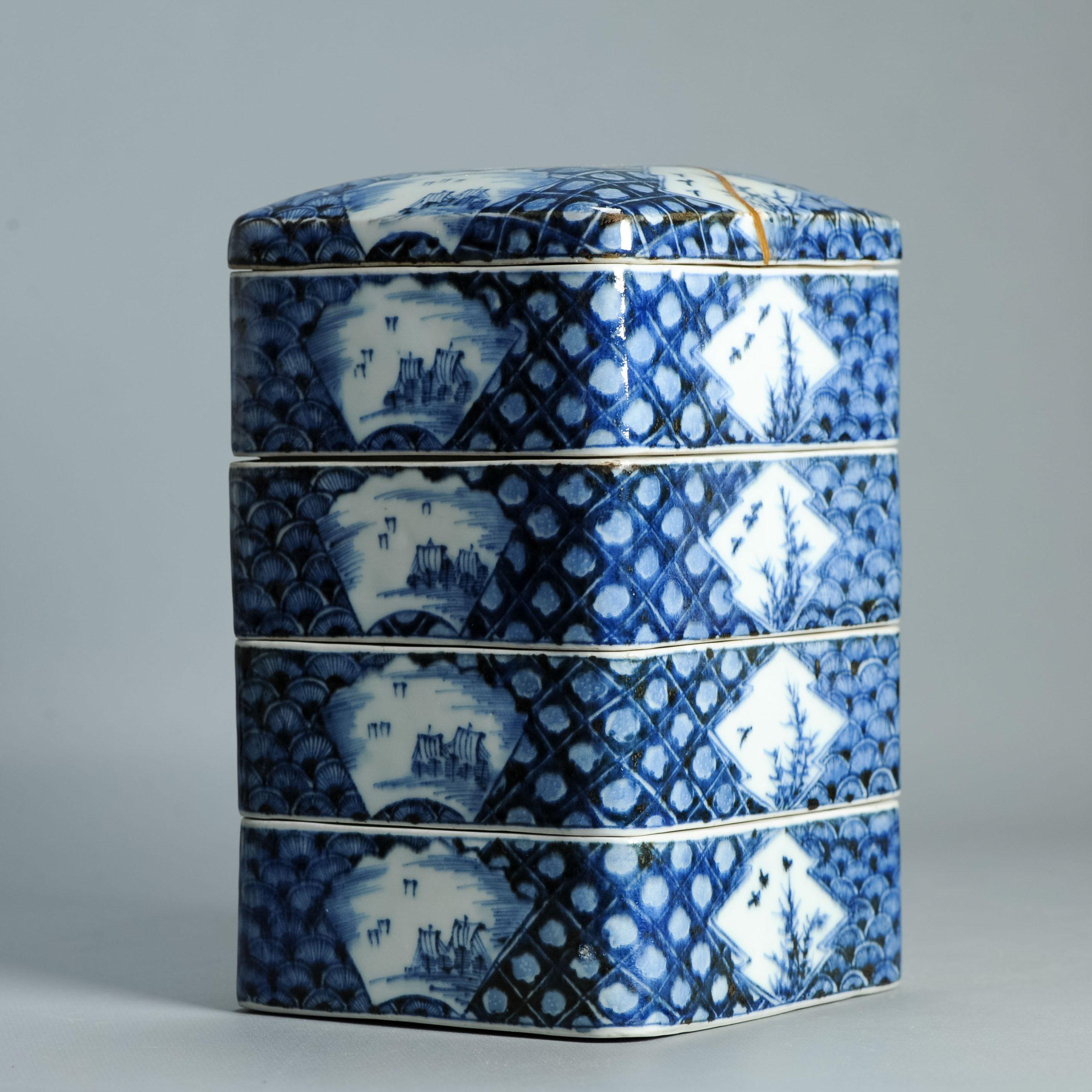 Antike Edo 18/19. Jh. Japanische Jubako Ikegawa Ware Teezeremonie Box Japan im Angebot 8