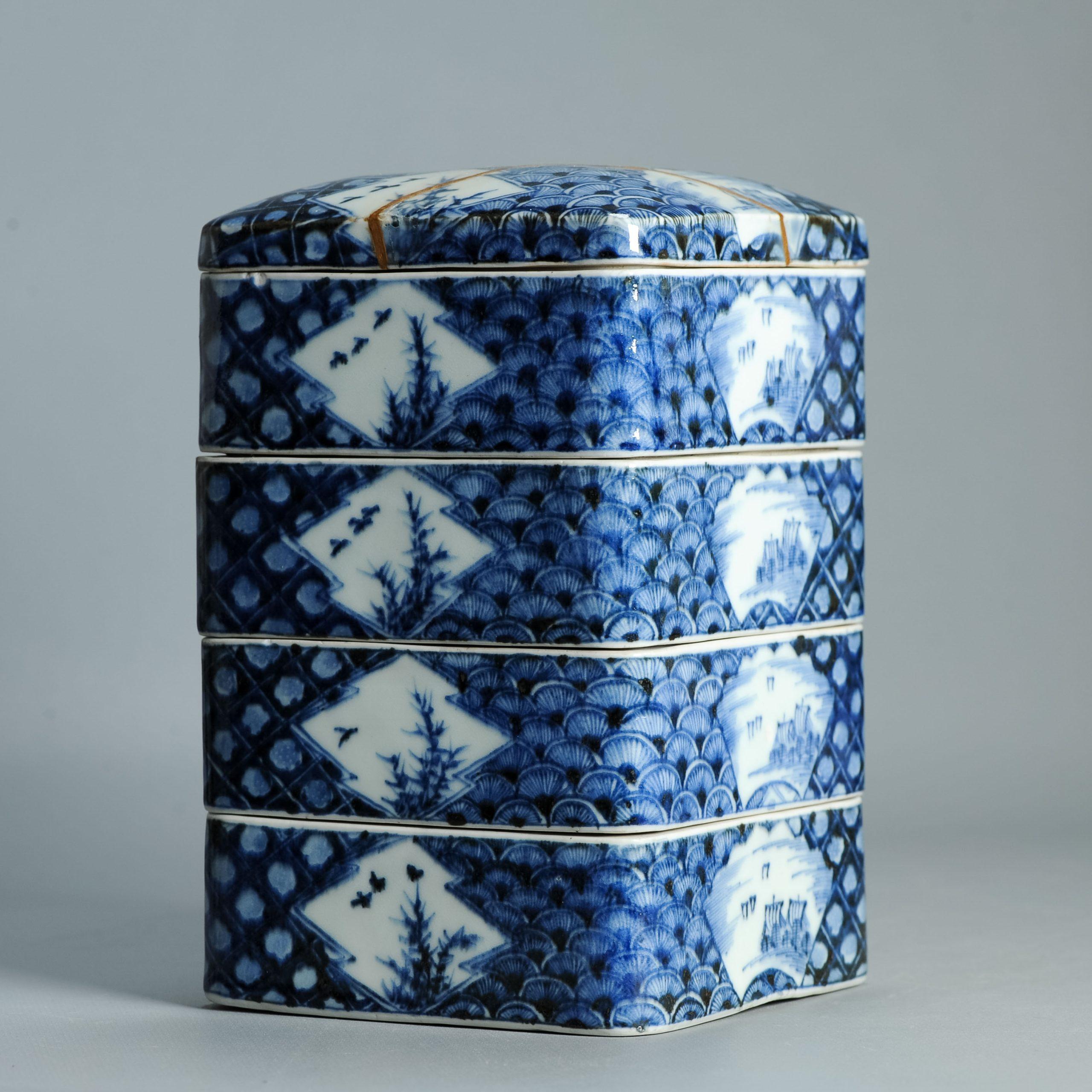 Antike Edo 18/19. Jh. Japanische Jubako Ikegawa Ware Teezeremonie Box Japan im Angebot 10