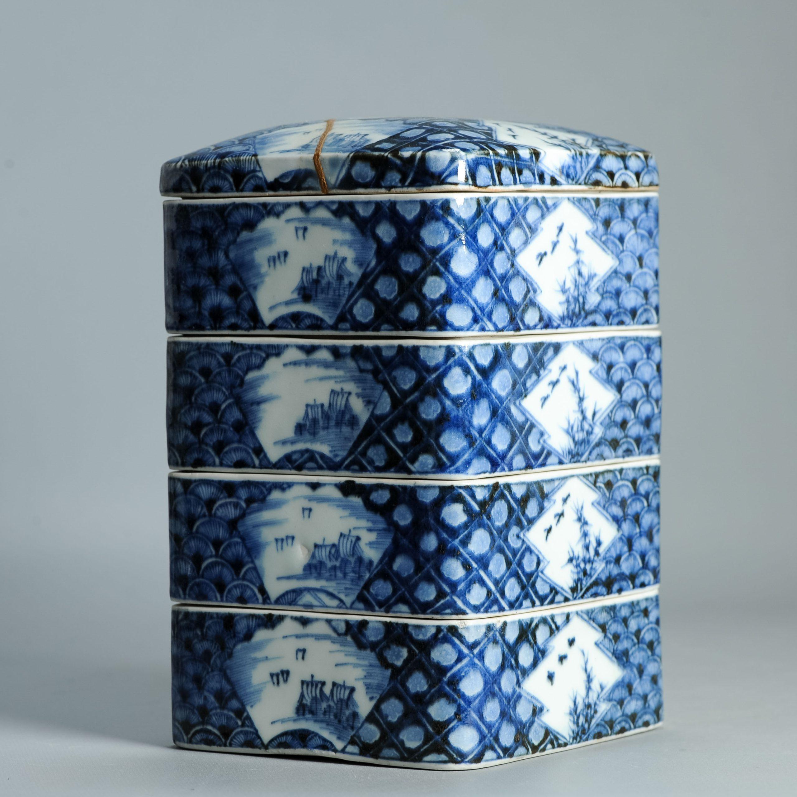 Antike Edo 18/19. Jh. Japanische Jubako Ikegawa Ware Teezeremonie Box Japan im Angebot 11