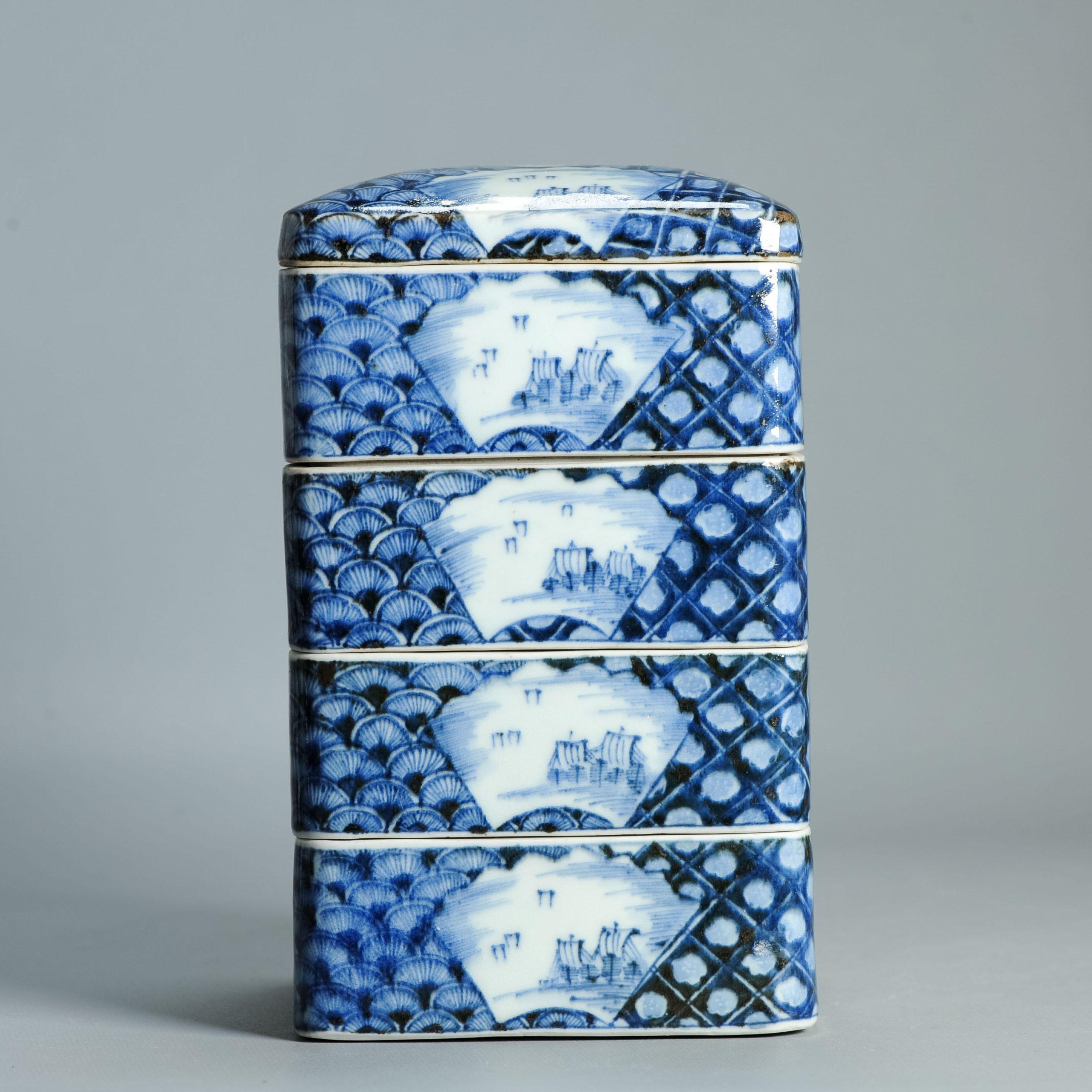 Antike Edo 18/19. Jh. Japanische Jubako Ikegawa Ware Teezeremonie Box Japan im Angebot 3