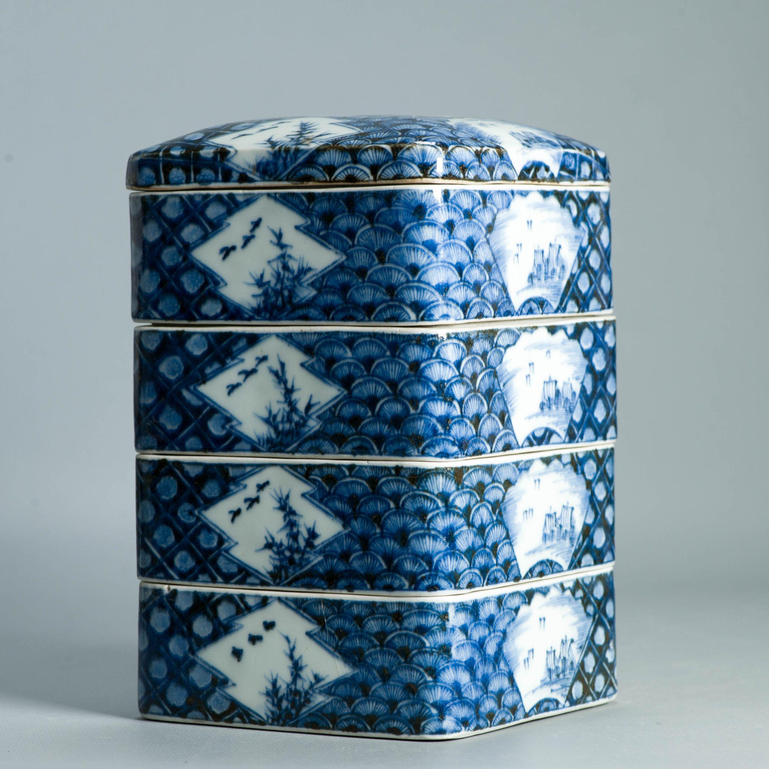 Antike Edo 18/19. Jh. Japanische Jubako Ikegawa Ware Teezeremonie Box Japan im Angebot 4