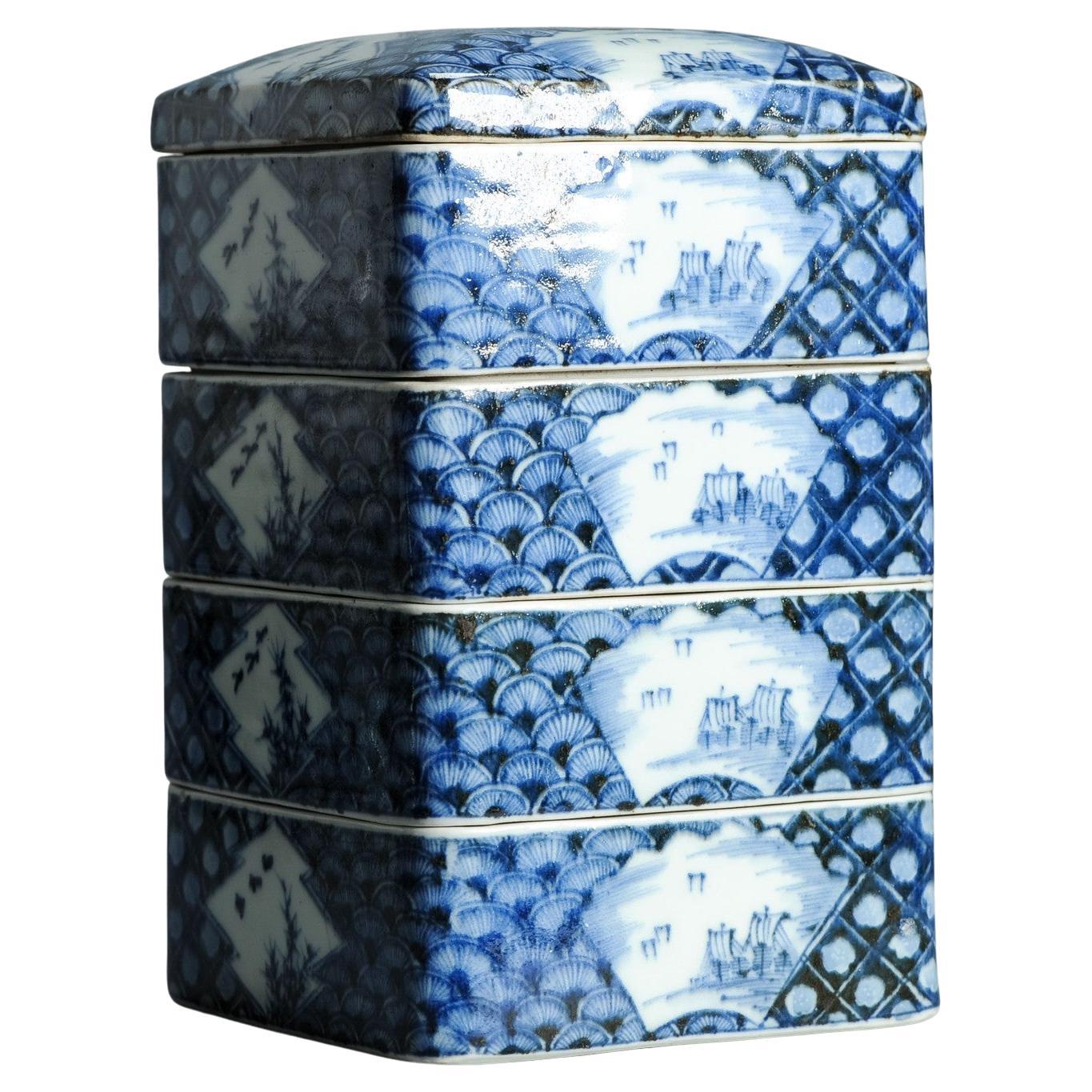 Antique Edo 18/19th C Japanese Jubako Ikegawa Ware Tea Ceremony Box Japan