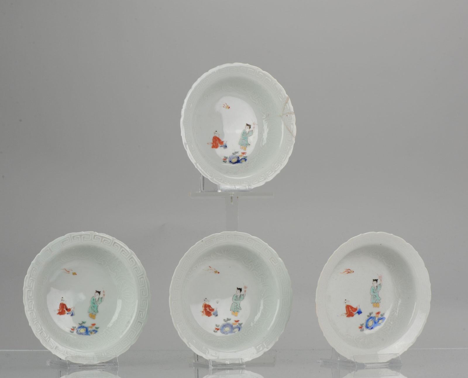 Antique Edo 18th Century Japanese Porcelain Kakiemon Arita Bowls Boys with Ki 8