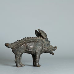 Antike Edo/Meiji 19C Wildboar / Sanglier Okimono Bronze Japanisches Japan