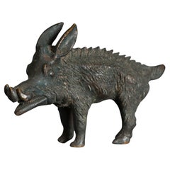 Antiguo Edo/Meiji 19C Jabalí / Sanglier Okimono Bronce Japonés Japón