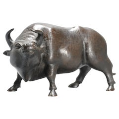 Antique Edo/Meiji 19th c Ox Okimono Bronze Japanese Statue Morimasa Signed