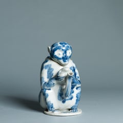 Antique Edo/Meiji Period 18/19C Japanese Hirado Teapot Sitting monkey