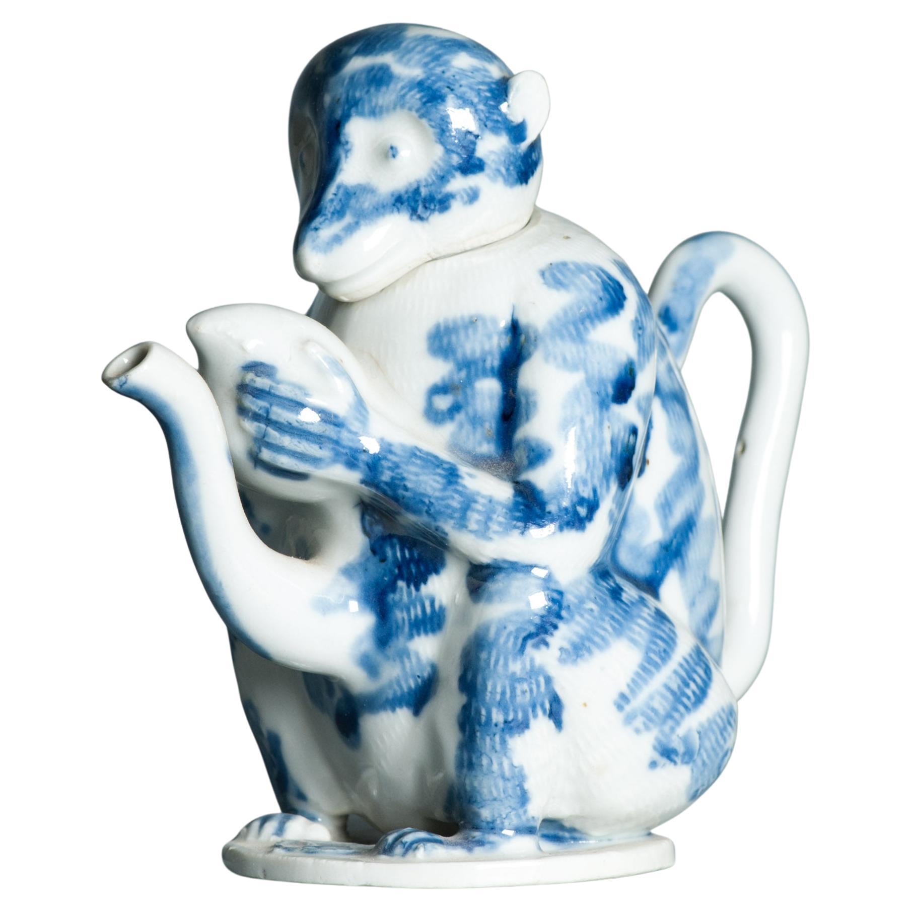 Antique Edo/Meiji Period 18/19C Japanese Hirado Teapot Sitting monkey