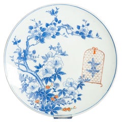 Antique Edo/Meiji Period Japanese Porcelain 19th c Arita Plate Bird and flower