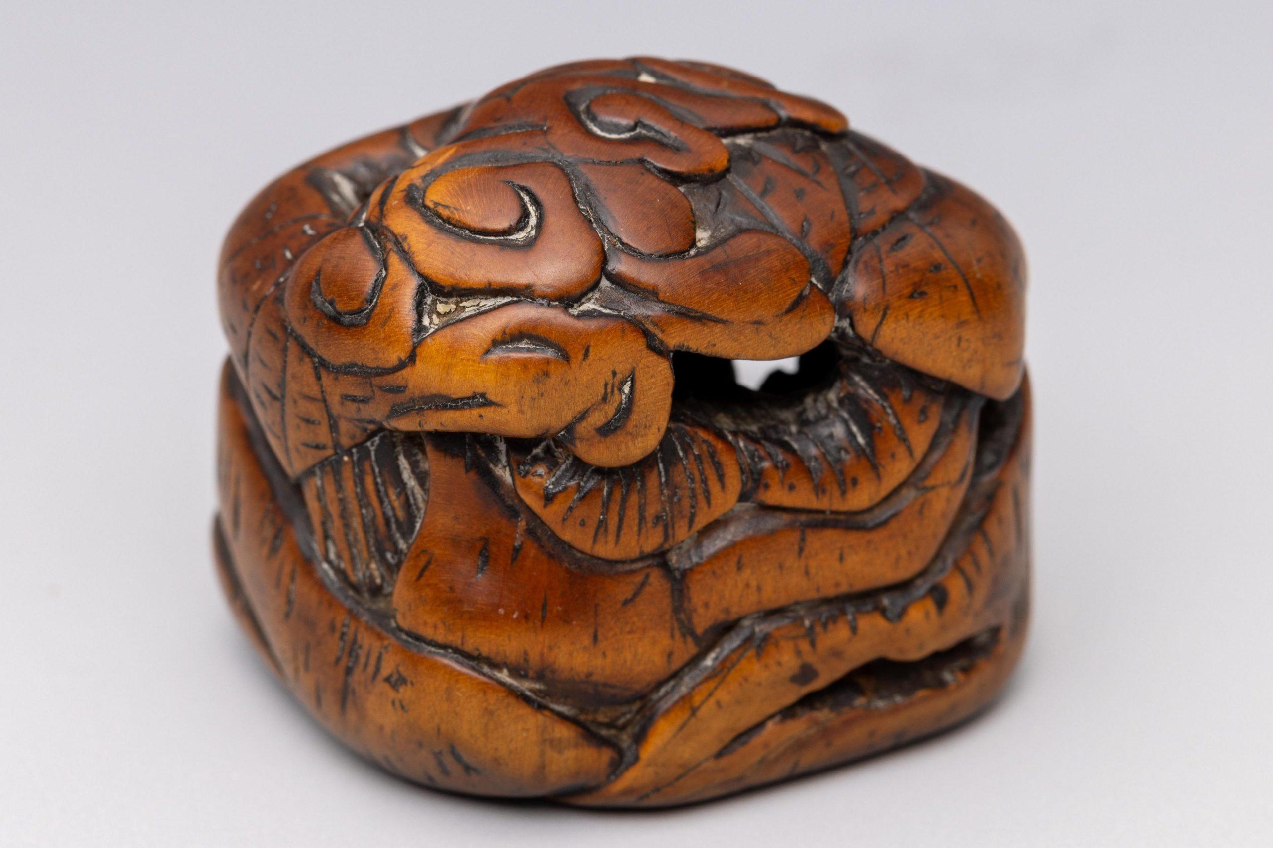 Edo Netsuke 18/19e siècle japonais Ikkosai « Différent monde dans une grotte » en vente 1