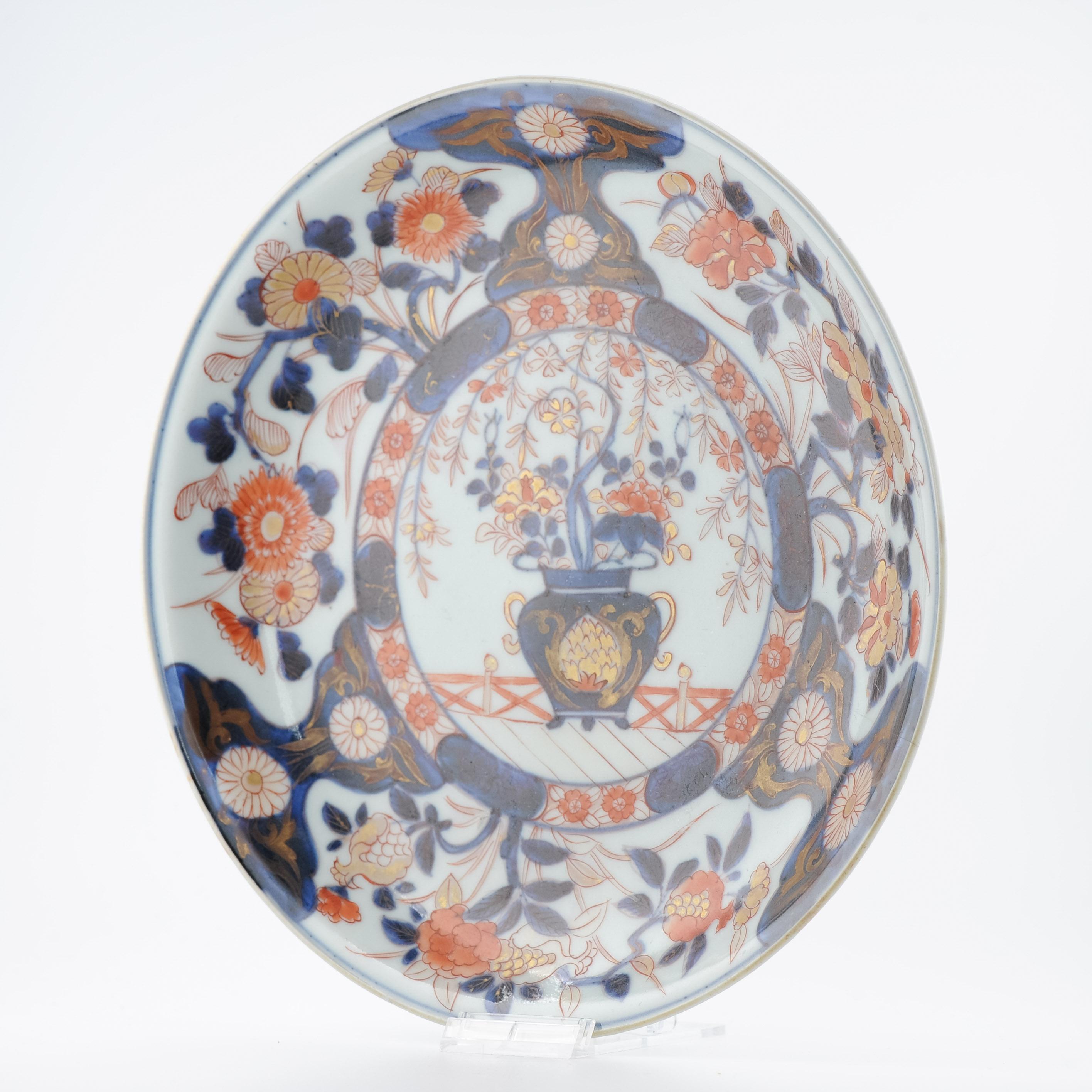 Antique Edo Period Ca 1700 Japanese Porcelain Dish Imari Red Gold Top Quality For Sale 8
