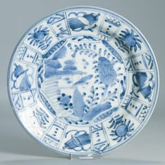 Antique Edo period Ca 17th Century Japanese Porcelain Plate Arita Grasshopper