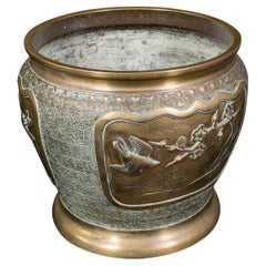 Antique Edo Period Decorative Planter, Japanese, Bronze, Jardiniere, Victorian