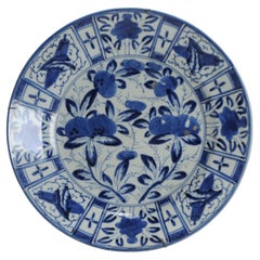 Antique Edo Period Japanese Porcelain Plate Arita Kraak Dish, ca 1680-1700