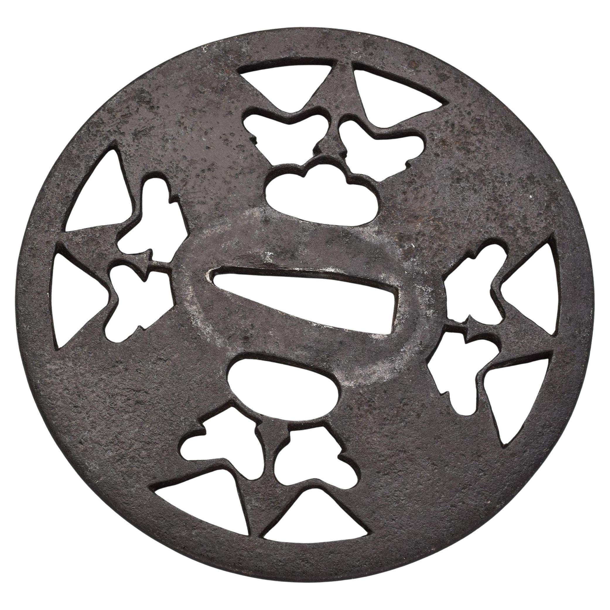 Antica spada giapponese Ko-Tosho Tsuba del periodo Edo datata 1846 in vendita