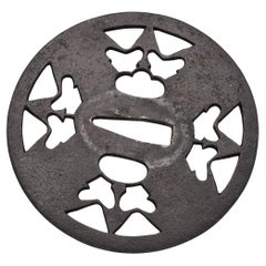 Antigua Espada Japonesa Ko-Tosho Tsuba del Periodo Edo Fechada en 1846
