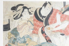 Antique Edo Period Shunga Woodblock Print by Kikukawa Eizan, 1810-1820