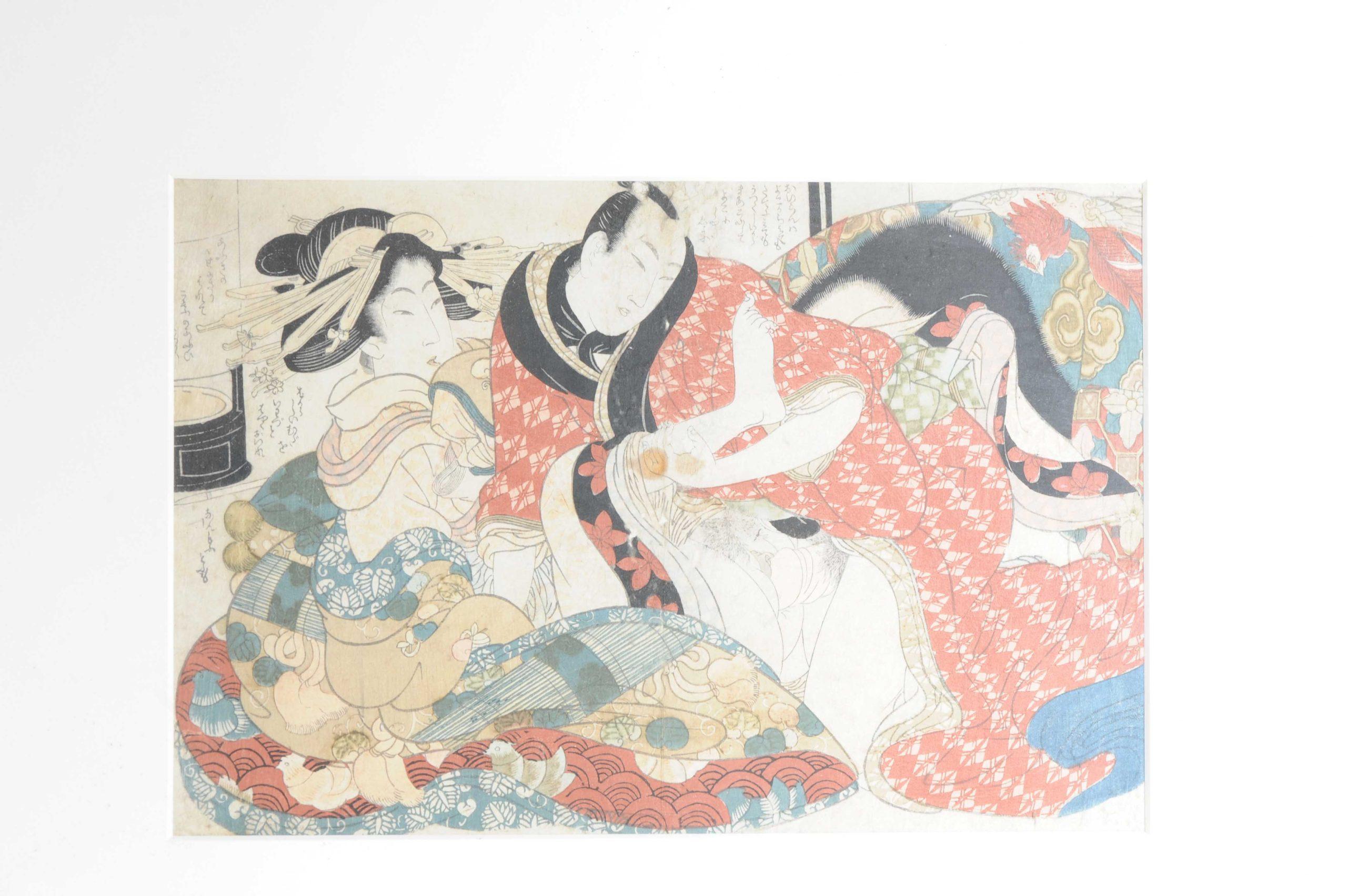 Japanese Antique Edo Period Shunga Woodblock Print by Kikukawa Eizan, 1810-1820 For Sale