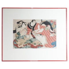 Antiker Shunga-Holzschnitt aus der Edo-Periode von Kikukawa Eizan, 1810-1820