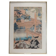 Antique Edo Period Woodblock Print by Utagawa Sadahide, Lord Higashiyama, 19th C