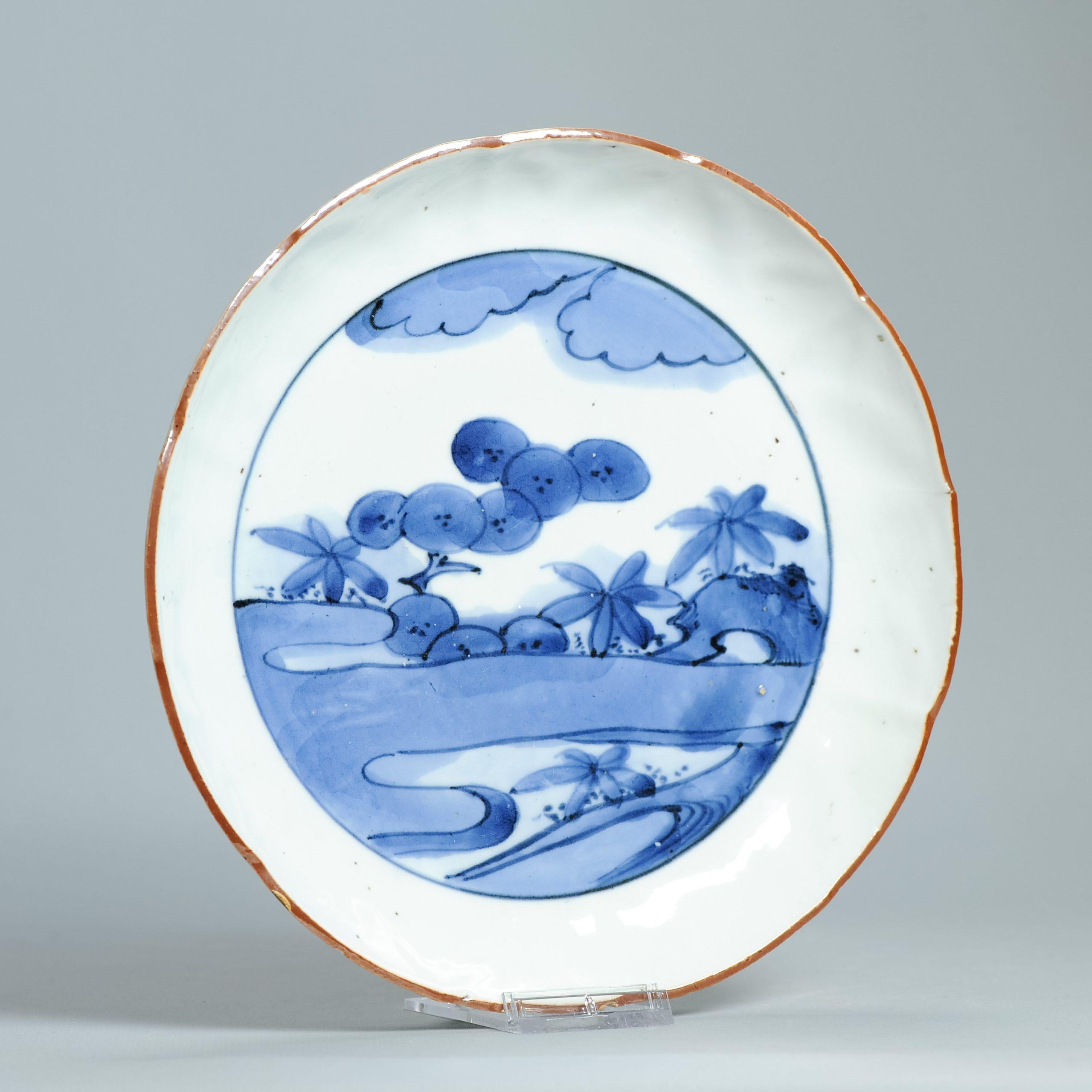 Ming Antique Edo Very Old Japanese Shoki Imari Plate 1640-1660 Arita Japan Porcelain For Sale