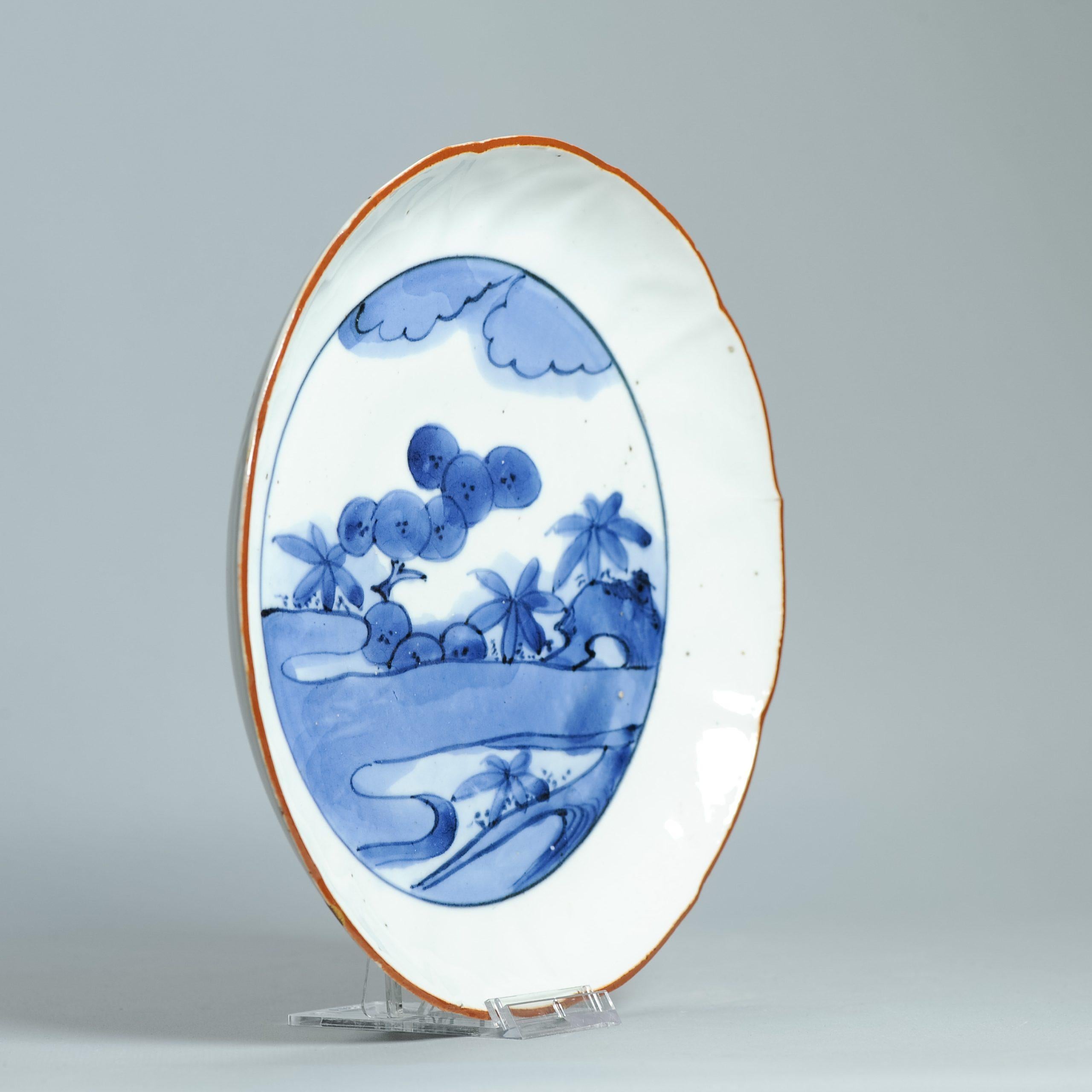 Chinese Antique Edo Very Old Japanese Shoki Imari Plate 1640-1660 Arita Japan Porcelain For Sale