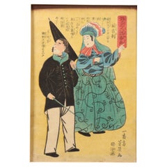 Antique Edo Woodblock Print, People from Foreign Lands: English Persons, 1861