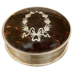 Antike Edward Souter Barnsley & Co. Puderdose aus Sterlingsilber und Schildpatt