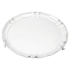 Antique Edward VIII Art Deco Sterling Silver Salver