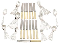 Antique Edward VIII Sterling Silver Sandringham Pattern Canteen of Cutlery