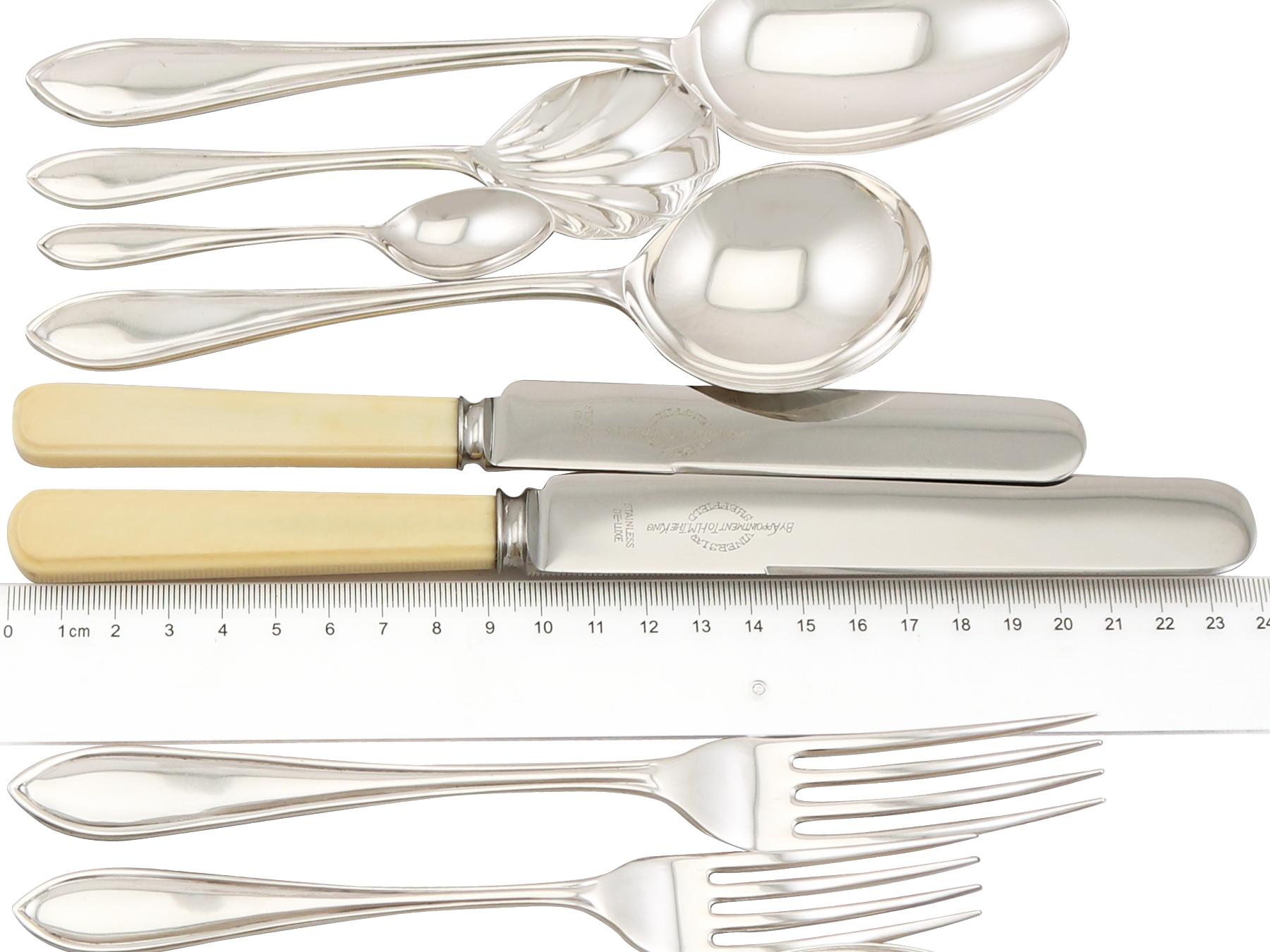 Edwardian Antique Edward VIII Sterling Silver Sandringham Pattern Canteen of Cutlery