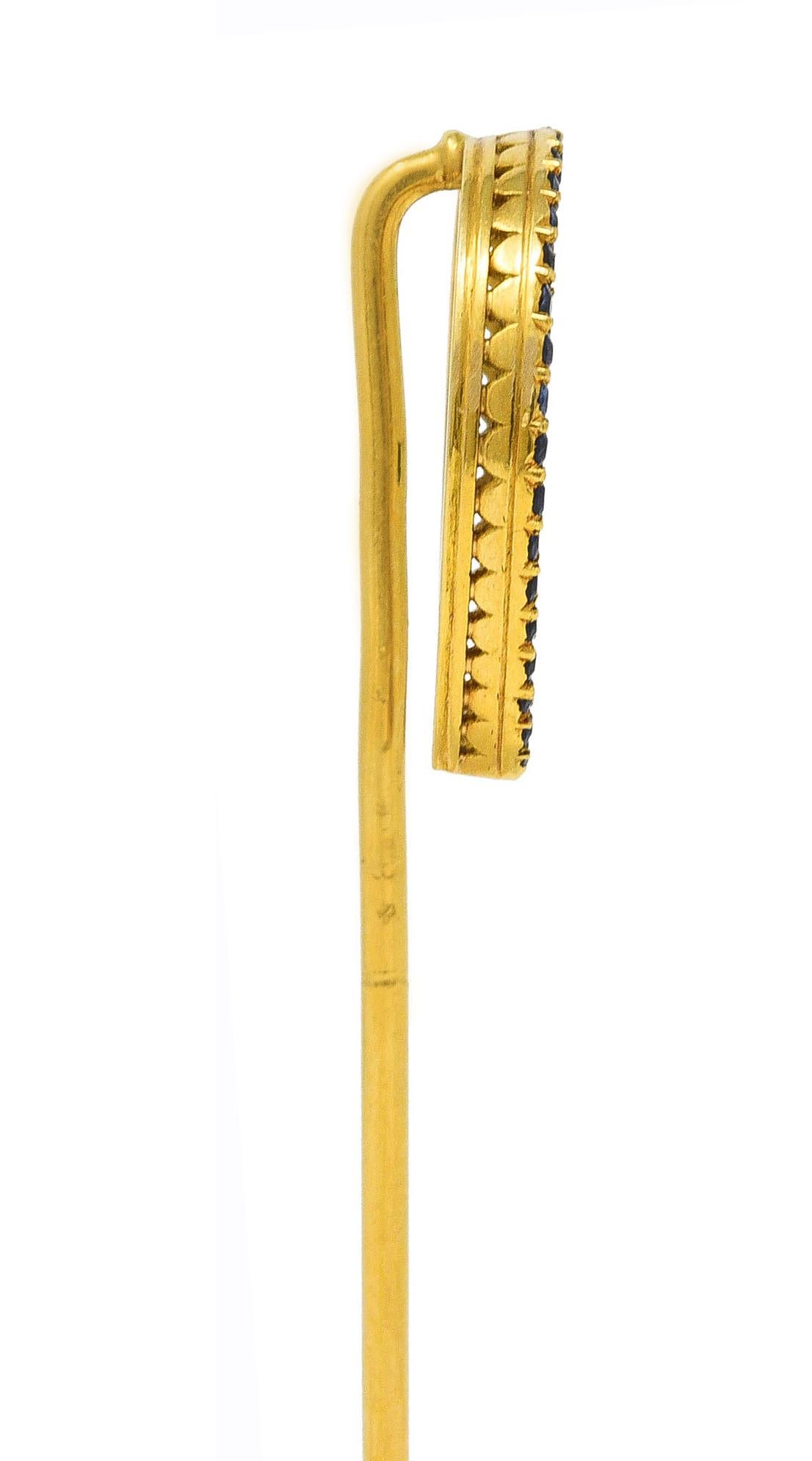 Women's or Men's Antique Edwardian 0.50 Carats Sapphire 18 Karat Yellow Gold Horseshoe Stickpin