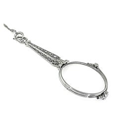 Antique Edwardian 0.50ct Diamond Lorgnette Platinum Pendant Necklace