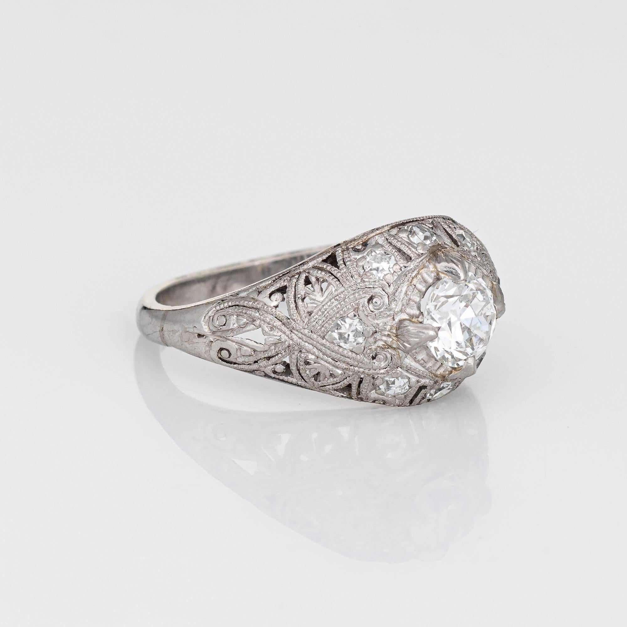 Antiker Edwardianischer Verlobungsring 0,55 Karat Diamant Vintage Platin Brautschmuck (Alteuropäischer Schliff) im Angebot