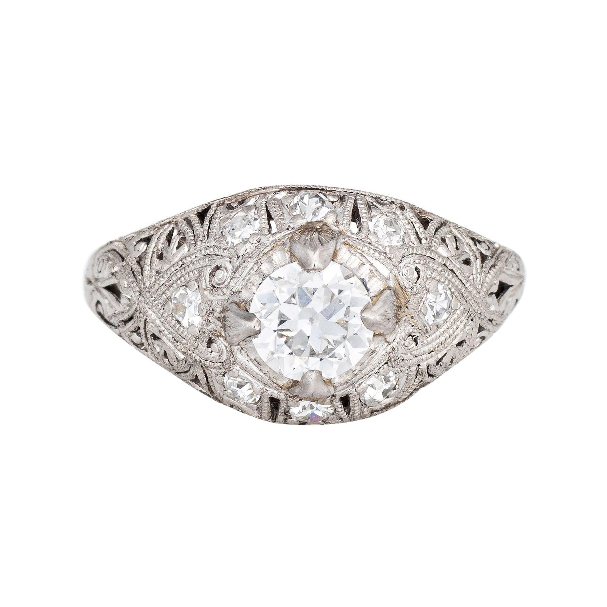 Antique Edwardian 0.55ct Diamond Engagement Ring Vintage Platinum Bridal Jewelry