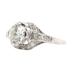 Antique Edwardian 0.90 Carat Diamond and Platinum Filigree Ring