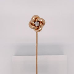 Antique Edwardian 10 Karat Gold & Diamond Love Knot Stick Pin