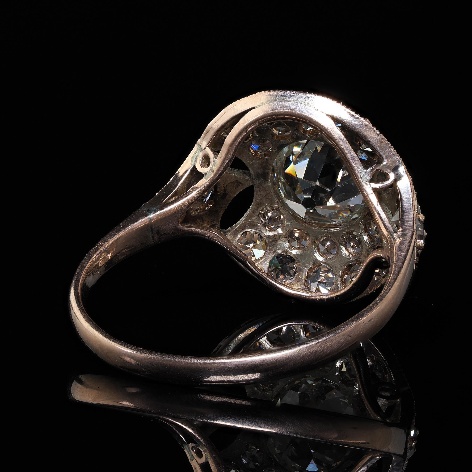 Antique Edwardian 10K Rose Gold Old Mine Cut Diamond Engagement Ring - GIA 3