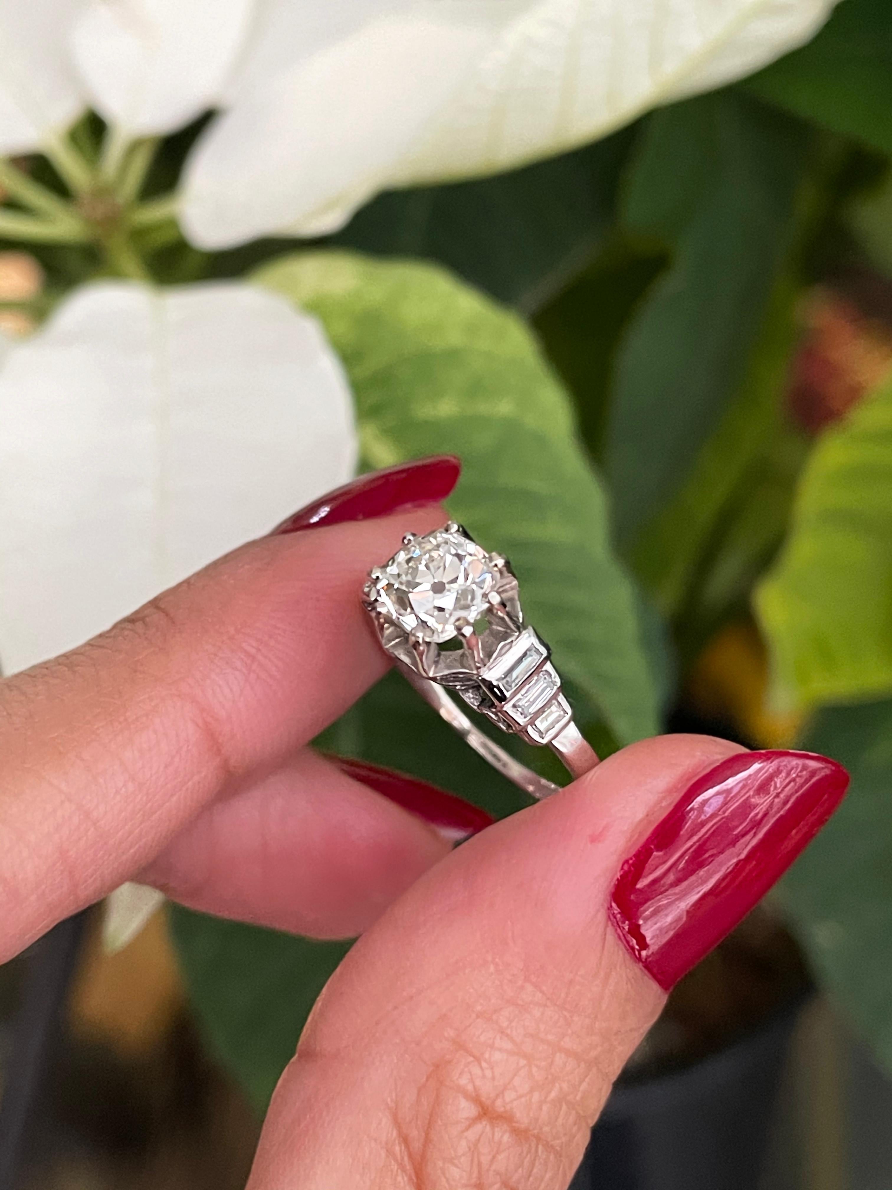 Old Mine Cut Antique Edwardian 1.15 Carat Old Cut Diamond Engagement Ring, circa 1910 For Sale