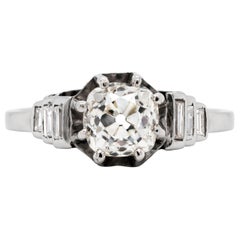 Antiguo anillo de compromiso eduardiano con diamantes talla antigua de 1,15 quilates, circa 1910