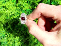 Antique Edwardian 1.18Ct Ruby and 0.66Ct Diamond, 14k Yellow Gold Cocktail Ring