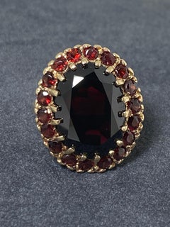Antique Edwardian 13.50ct Garnet Ring in 9K Yellow Gold, English Hallmarks, G&TJ