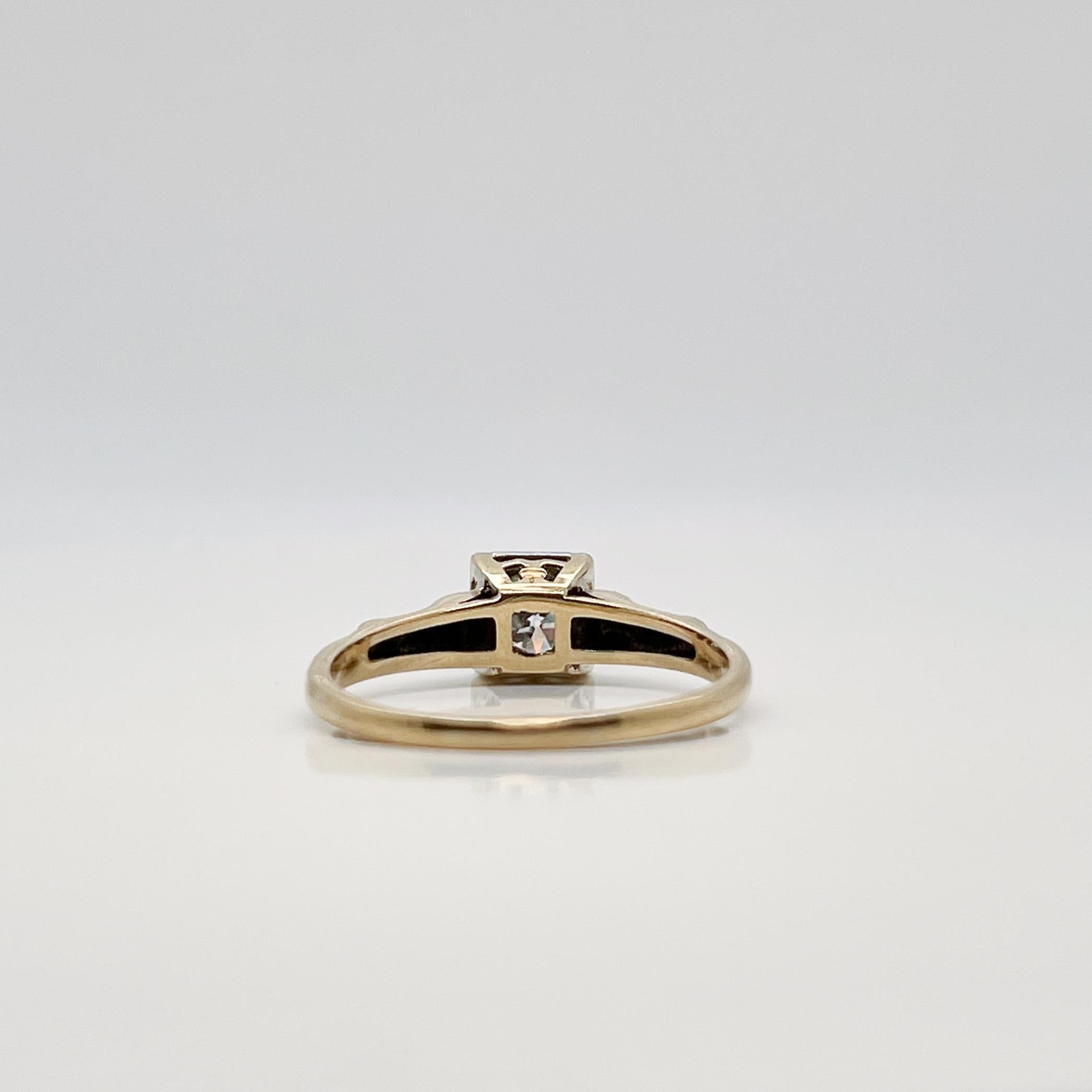 Antique Edwardian 14 Karat Gold & Diamond Engagement Ring In Good Condition For Sale In Philadelphia, PA