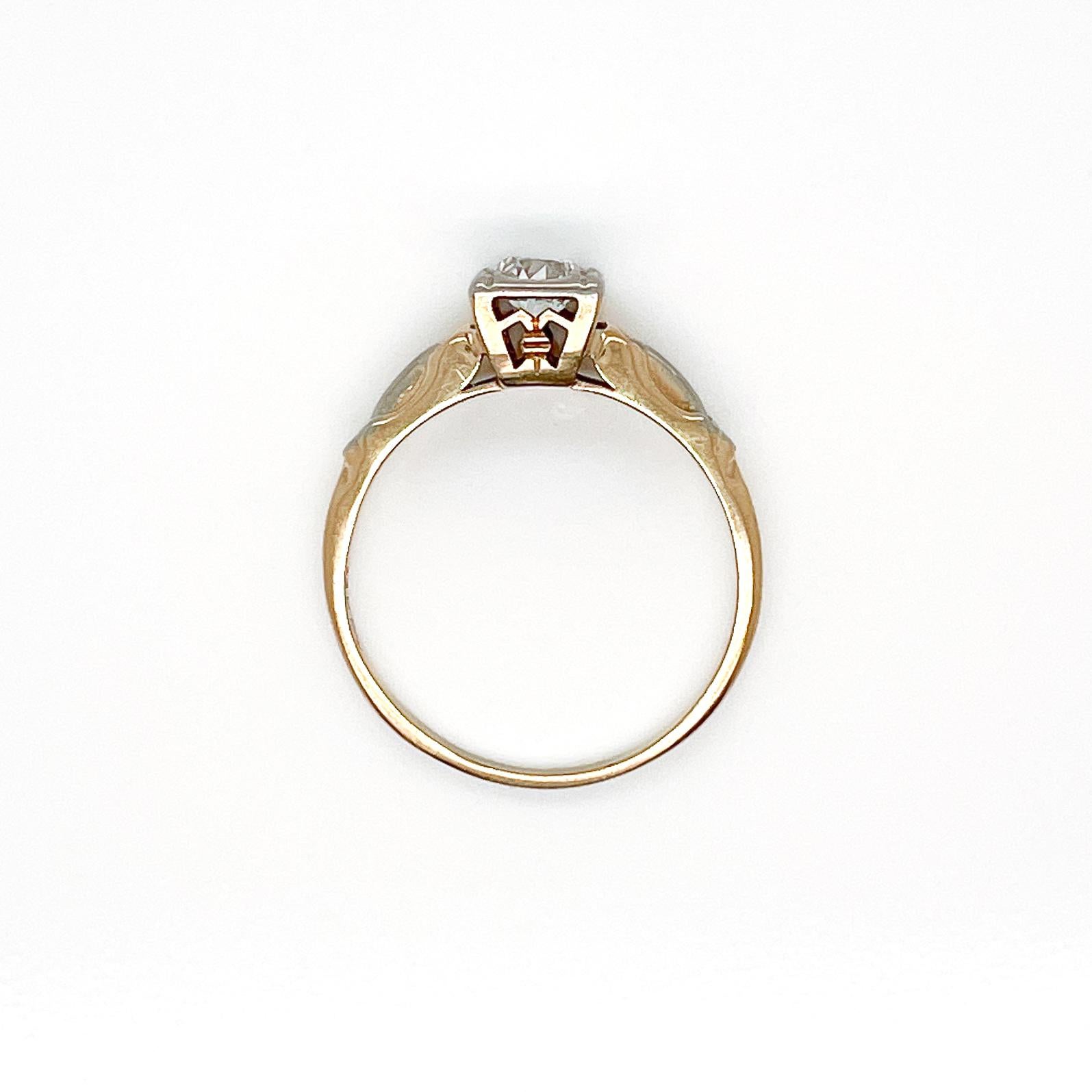 Women's Antique Edwardian 14 Karat Gold & Diamond Engagement Ring For Sale