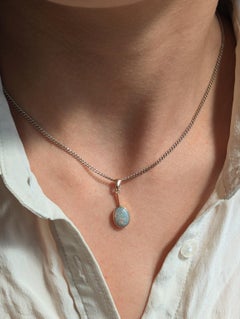 Antique Edwardian 1.4ct Solid Black Opal 9K Gold Lavaliere Pendant Australian