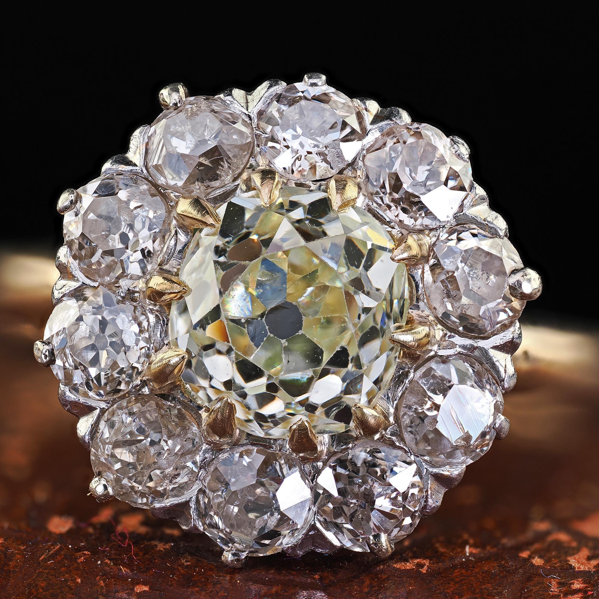 Antique Edwardian 14K Gold and Platinum Old Mine Diamond Engagement Ring - GIA 1