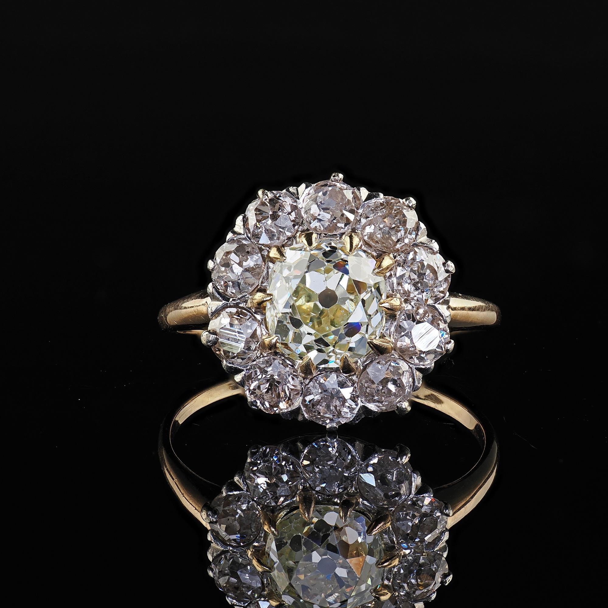 Antique Edwardian 14K Gold and Platinum Old Mine Diamond Engagement Ring - GIA 2