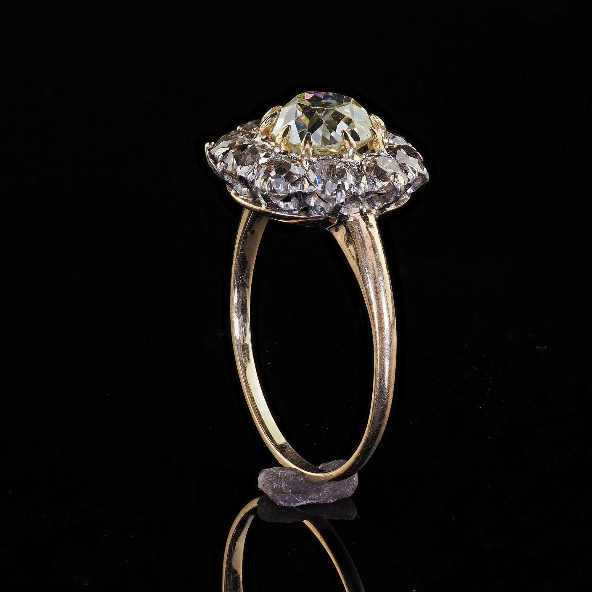Antique Edwardian 14K Gold and Platinum Old Mine Diamond Engagement Ring - GIA 3